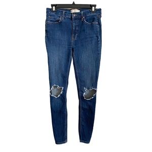 Free People High Waist Distressed Cotton Jeans